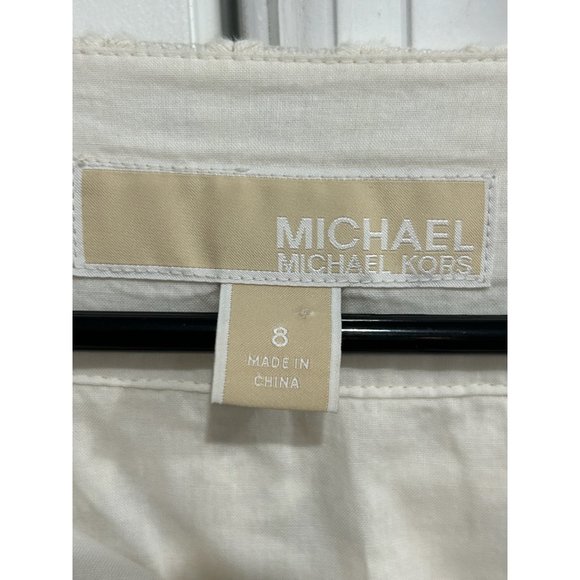 Michael Kors Womens Lace-Up Ivory Tunic Dress Size 8 Embroidered Sheer Overlay - Picture 5 of 8